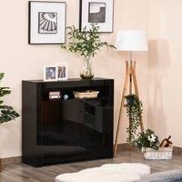 HOMCOM High Gloss LED Cabinet Cupboard Sideboard Console with RGB Lighting for Entryway, Dining Area, Living Room, Black