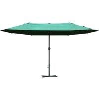 Outsunny 4.6m Garden Parasol Double-Sided Sun Umbrella Patio Market Shelter Canopy Shade Outdoor with Cross Base – Dark Green