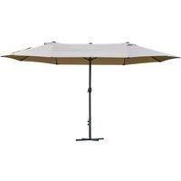 Outsunny 4.6m Garden Parasol Double-Sided Sun Umbrella Patio Market Shelter Canopy Shade Outdoor with Cross Base – Beige