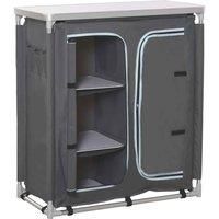 Outsunny Aluminum Camping Cupboard Kitchen Station Cook Table with 3-Shelf, Storage Organiser for BBQ Party Picnics Backyards with Carrying Bag
