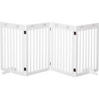 PawHut Foldable Wooden Pet Gate w/ Support Feet - White