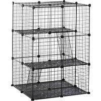 PawHut Pet Playpen DIY Small Animal Cage Enclosure Metal Wire Fence 39 Panels with 3 Doors 2 Ramps for Kitten Bunny Chinchilla Pet Mink Black