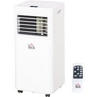 HOMCOM 7000 BTU 4-In-1 Compact Portable Mobile Air Conditioner Unit Cooling Dehumidifying Ventilating w/Fan Remote LED Display 24 Hr Timer Auto Shut Down Home Office Summer