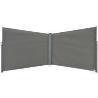 Outsunny Retractable Double Side Awning Folding Privacy Screen - Grey