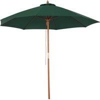 Outsunny 2.5m Garden Parasol Umbrella, Outdoor Market Table Umbrella with Wooden Pole & 8 Fibre Glass Ribs, Round Sun Shade Canopy, Green