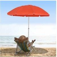 Outsunny 1.96m Arced Beach Umbrella 3-Angle Canopy w/Aluminium Frame Pointed Spike Carry Bag Outdoor Sun Safe Shelter Patio Orange