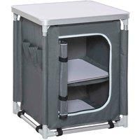 Outsunny 2-Shelf Camping Cupboard Kitchen Station Cook Table Aluminum, Storage Organiser for BBQ Party Picnics Backyards with Carrying Bag
