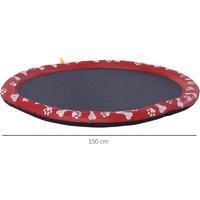 PawHut 150cm Splash Pad Sprinkler for Pets Dog Bath Pool Water Game Mat Toy Non-slip Outdoor Backyard Red