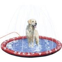 PawHut 170cm Splash Pad Sprinkler for Pets Dog Bath Pool Water Game Mat Toy Non-slip Outdoor Backyard Red