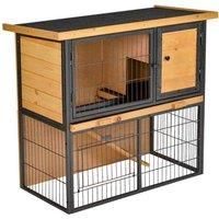 Pawhut Wood-metal Rabbit Hutch w/ Elevated Pet House - Yellow