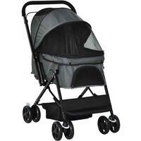 PawHut Pet Foldable Stroller/Travel Carriage with Reversible Handle - Grey