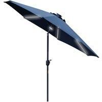 Alfresco 2.7m Garden Parasol Sun Umbrella with LED Solar Lights Angled Canopy, Blue