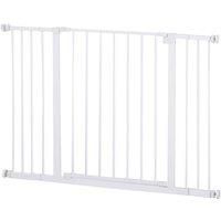 PawHut Dog Gate Pet Safety Gate Stair Barrier Pressure Fit Adjustable 76-82/86-97/101-107 cm, White
