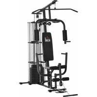 HOMCOM Multi-Exercise Gym Workout Station, 45Kg Weight Stack Training System, Full Body Fitness for Home Gym, Black