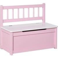HOMCOM 2-IN-1 Wooden Toy Box Kids Seat Bench Storage Chest Cabinet Organizer with Safety Pneumatic Rod 60 x 30 x 50cm Pink