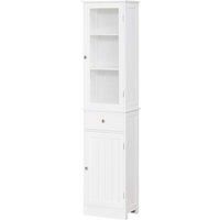 Kleankin Storage Cabinet Organizer Tower with Multiple Shelves & Drawer - White