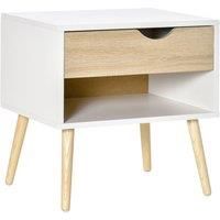 HOMCOM Bedside Table with Drawer and Shelf, Modern Nightstand, End Table for Bedroom, Living Room