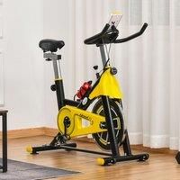 HOMCOM Stationary Spinning Exercise Bike Gym Office Cycling Cardio Workout Fitness Bike Adjustable Resistance LCD Monitor Pad and Bottle Holder