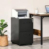 Vinsetto Mobile File Cabinet Vertical Home Office Organizer Filing Furniture with Adjustable Partition for A4 Letter Size, Lockable for Office, Bedroom and Living Room, Black