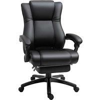 Vinsetto Executive Home Office Chair Swivel High Back Recliner PU Leather Ergonomic Chair, with Footrest, Wheels, Adjustable Height, Black