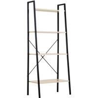 HOMCOM 4-Tier Vintage Ladder Shelf Bookcase Wood Storage Rack Stand Plants Display Black natural