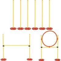 Portable Pet Agility Training Obstacle Set for Jumping Pole,Ring,Turnstile poles