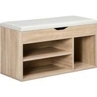 HOMCOM Shoes Cabinet Bench Hidden Storage Padded Seat Organiser Footwear Rack Hallway Oak Tone