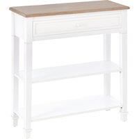 White Console Table Hallway Side Desk w/ Drawer 2 Shelves Worktop Retro Elegant