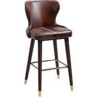 2 Pieces Home Luxury Bar Chair Stool, PU Leather European Style, Brown, Golden