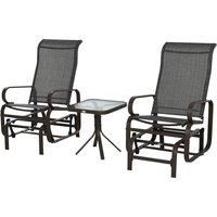3PCS Outdoor Rocking Chair w/ Tea Table Garden Furniture Set Brown