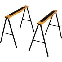 HOMCOM 2-Piece Saw Horse Material Support Steel Organizer Heavy Duty 125kg Non-Slip Cushion Side Grip Handle Foldable Design Saving Space