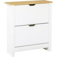 HOMCOM 12Shoe Storage Cabinet 4 Shelves 2 Drawers 4 Protective Legs Modern Stylish Unit Hallway Bedroom Home Furniture White