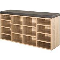 HOMCOM Multi-Storage Shoe Rack w/ 14 Compartments Cushion Moving Shelves Solid Frame Foot Pads Home Office Tidy Organisation Boots Trainers Brown