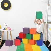 HOMCOM Kids 12-Piece PU Soft Stacking Blocks Multi-Colour