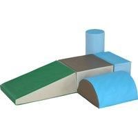 HOMCOM Kids 5-Piece PU Soft Climb & Crawl Playset Blue/Green