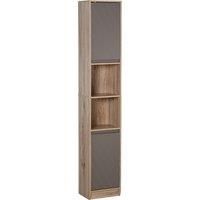 HOMCOM Freestanding Bathroom Storage Cabinet w/ 2 Cupboards 2 Compartments Home Organisation Anti-Tipping Elevated Base 30L x 24W x 170Hcm Grey&Brown