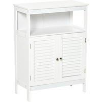 kleankin Freestanding Bathroom Storage Cabinet Organizer Cupboard with Double Shutter Doors Wooden Furniture White
