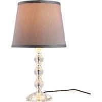 Crystallite Table Lamp w/ Fabric Lampshade Switch Beautiful Glass Elegant Style