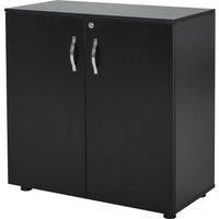 Vinsetto 2-Tier Locking Office Storage Cabinet File Organisation w/ Feet Melamine Coating Aluminium Handles 2 Keys Stylish Black