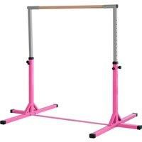 HOMCOM Steel Frame Adjustable Horizonal Gymnastics Bar for Kids Pink