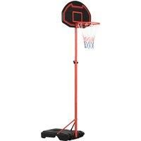 HOMCOM Steel Frame Adjustable Basketball Hoop Stand Black/Red