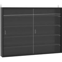 HOMCOM Particle Board 5-Tier Glass Door Display Cabinet Black