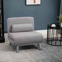 Single Sofa Bed w/ Metal Frame Padding Pillow Home Furniture Space Saving, Grey