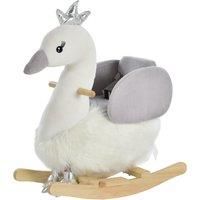 HOMCOM Toddlers Swan Plush Rocking Ride On w/ Sound White/Grey