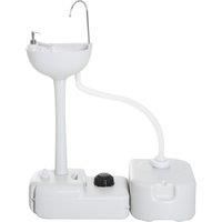 Outsunny Camping Portable Hand Wash Sink Basin w/ 17L Water Tank and 24L Drainage Equipment with Sanitizer Station HDPE