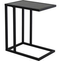 HOMCOM C Shape Side Table Marble-Effect Top w/ Metal Frame Space-Saving Home Furniture Bedroom Living Room Office Corner Desk Black White