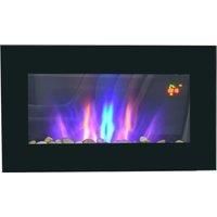 HOMCOM 1000W Wall Mounted Tempered Glass Electric Fireplace Heater Wall Fires Black