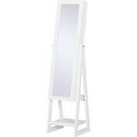 Freestanding Mirrored Jewellery Storage Armoire w/ Drawers Hooks Shelves Lights