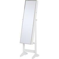 Lockable Jewellery Storage Cabinet Mirror Armoire Freestanding Adjustable White