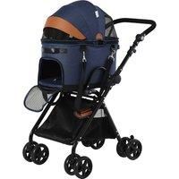 PawHut Oxford Cloth 2-in-1 Convertible Pet Stroller Pushchair Blue/Orange